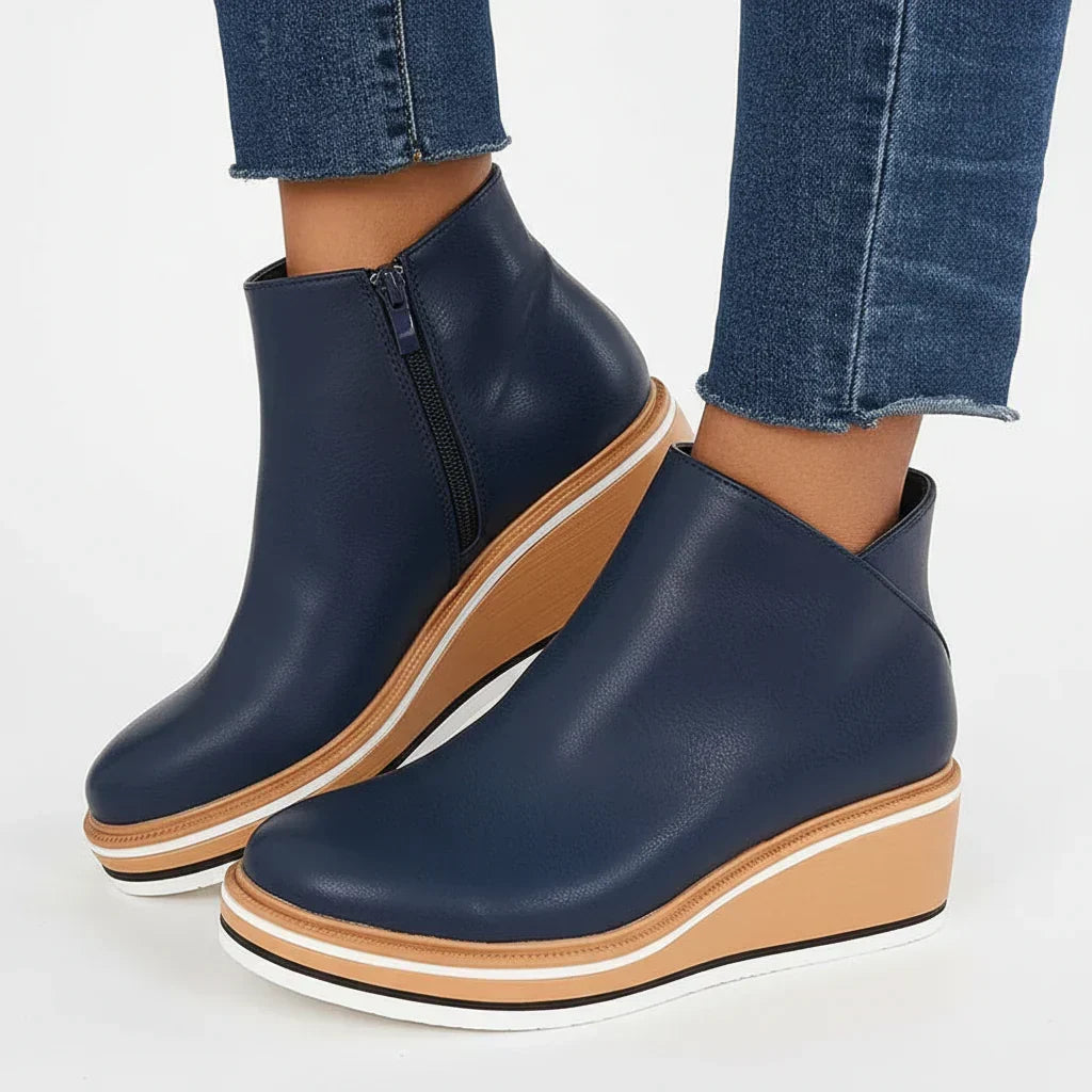 Women's Wedge Ankle Boots | Side Zip, Platform Sole, Closed Toe 4