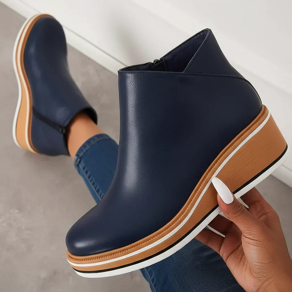 Women's Wedge Ankle Boots | Side Zip, Platform Sole, Closed Toe 5