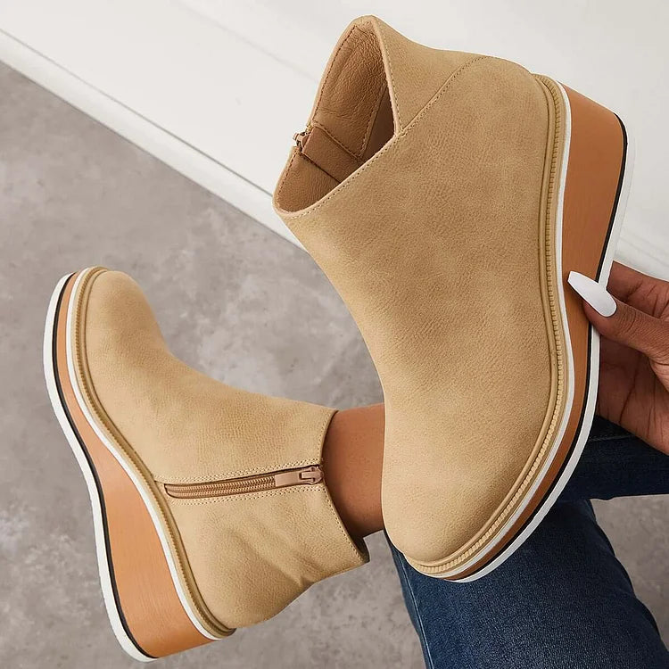 Women's Wedge Ankle Boots | Side Zip, Platform Sole, Closed Toe 7