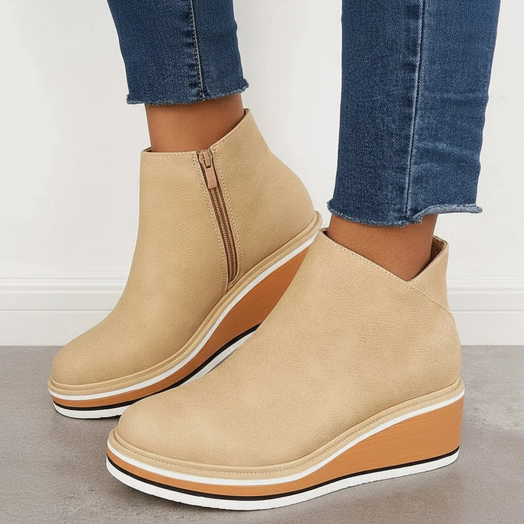 Women's Wedge Ankle Boots | Side Zip, Platform Sole, Closed Toe 8