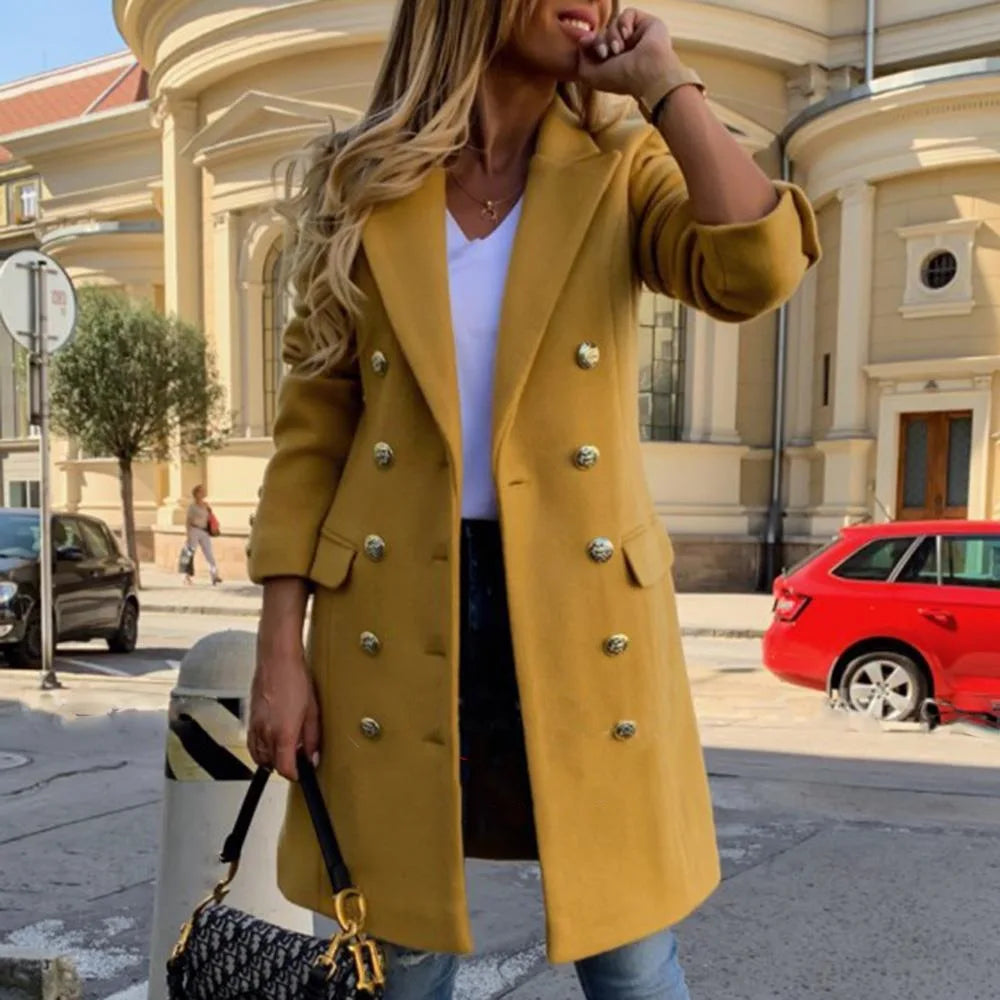 Women's Winter Coat | Lightweight Wool Blend, Double-Breasted Design 1
