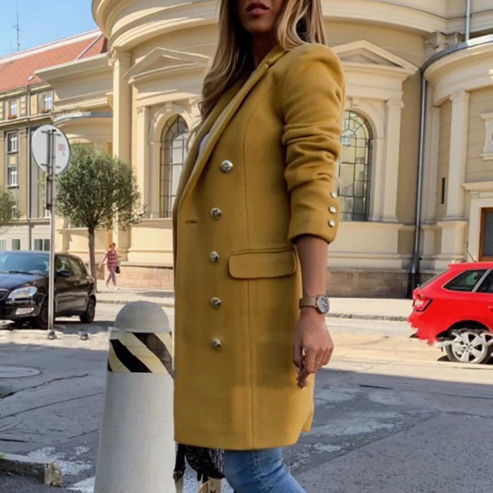 Women's Winter Coat | Lightweight Wool Blend, Double-Breasted Design 3