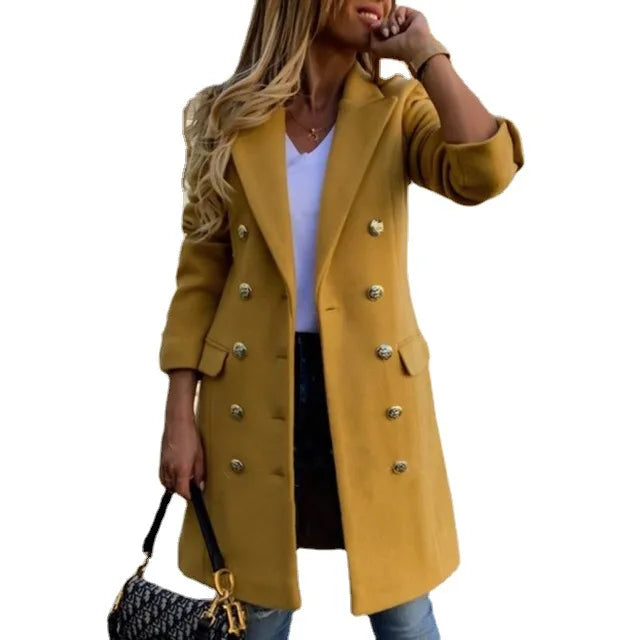 Women's Winter Coat | Lightweight Wool Blend, Double-Breasted Design 4