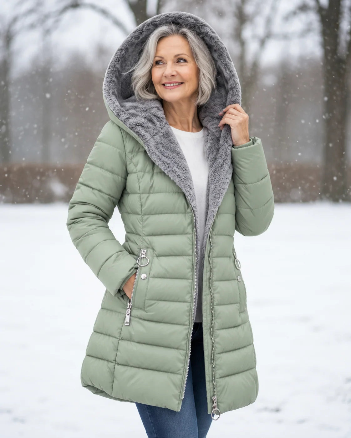 Women's Winter Coat | Warm Padded, Hooded, Water-Repellent A-Line Jacket 2
