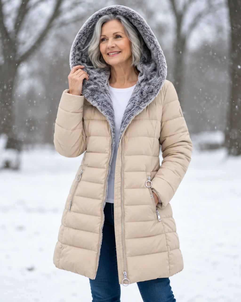 Women's Winter Coat | Warm Padded, Hooded, Water-Repellent A-Line Jacket 3