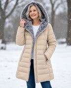 Women's Winter Coat | Warm Padded, Hooded, Water-Repellent A-Line Jacket 3