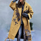 Women's Wool Blend Coat | Full-Length, Lapel Collar, Printed Design 12