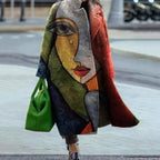 Women's Wool Blend Coat | Full-Length, Lapel Collar, Printed Design 14