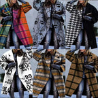 Women's Wool Blend Coat | Full-Length, Lapel Collar, Printed Design 3