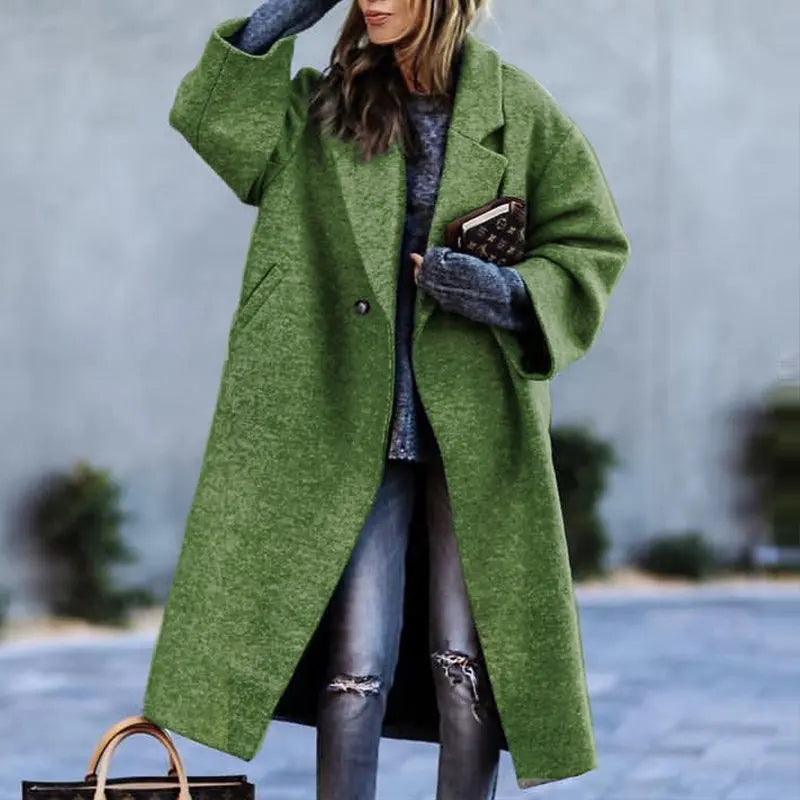 Women's Wool Blend Coat | Full-Length, Lapel Collar, Printed Design 7