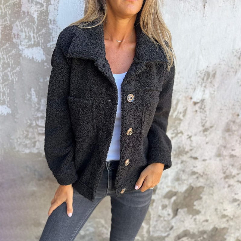 Women's Wool Coat | Elegant Lapel Collar, Straight Fit 1