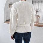Women's Wrap Knit Jumper | V-Neck, Tie Waist, Ribbed Texture 2