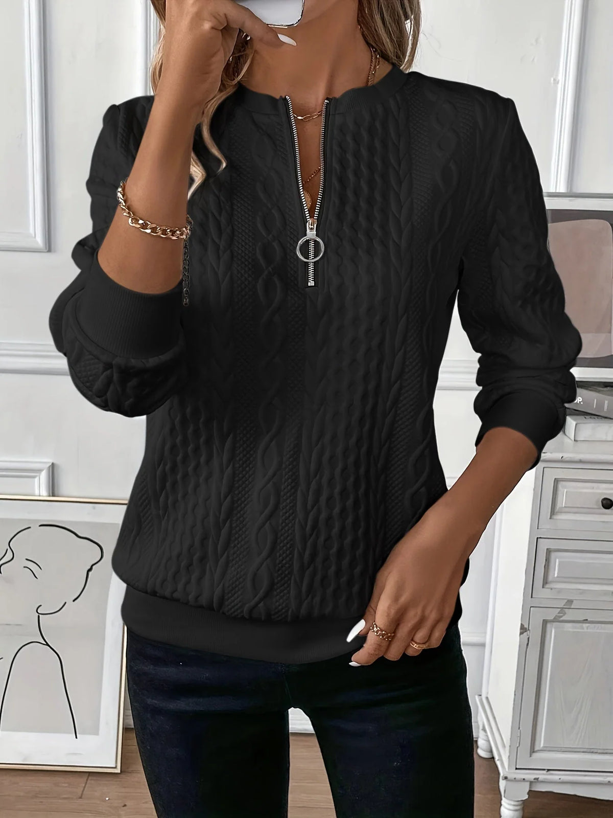 Women's Zip-Up Sweater | Soft Fabric, Versatile Layering 3